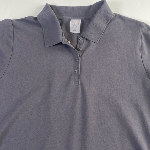 NWT Calia Pique Puff Sleeves Polo T-Shirt XXL Carbon Gray 3/4 Button Down Golf - Picture 6 of 16